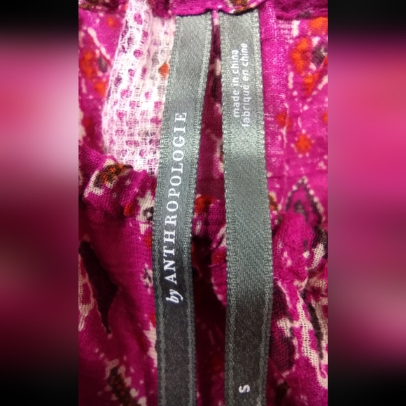 By Anthropologie Off-The-Shoulder Floral Blouse Women's S Purple Artsy Boho - Picture 10 of 11